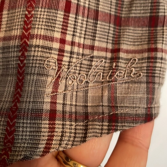 NWT Woolrich Mercer shirt Sz LP Plaid opalescent pearl snaps gray red black - Picture 4 of 12
